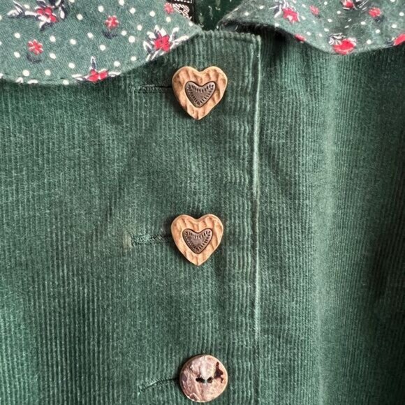 VTG Eger Germany Women's 8 Green Corduroy Button Down Shirt Top Fairy Whimsical - Picture 16 of 16